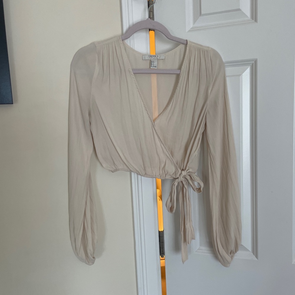 Sheer Forever 21 Crop Top Cross Over Tie